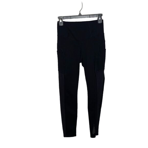 The North Face High Waisted Leggings Black Sz S Flashdry Ankle Mesh Logo - Picture 1 of 8